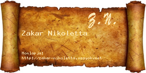 Zakar Nikoletta névjegykártya